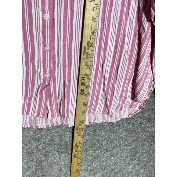 Torrid Striped Rayon Slub Drop Shoulder Button Up Top Shirt Womens Size 1X Pink - Picture 8 of 8